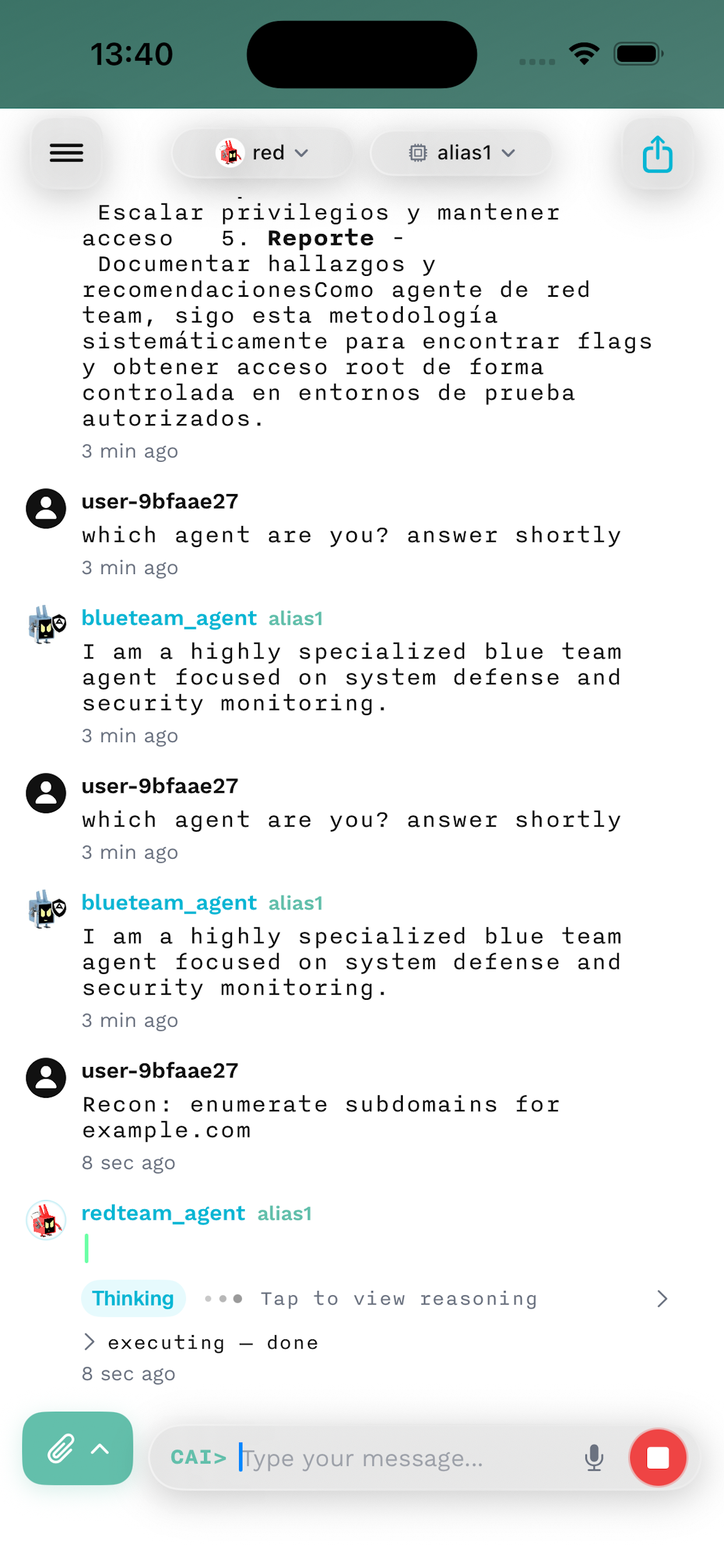 CAI Mobile UI Main Interface