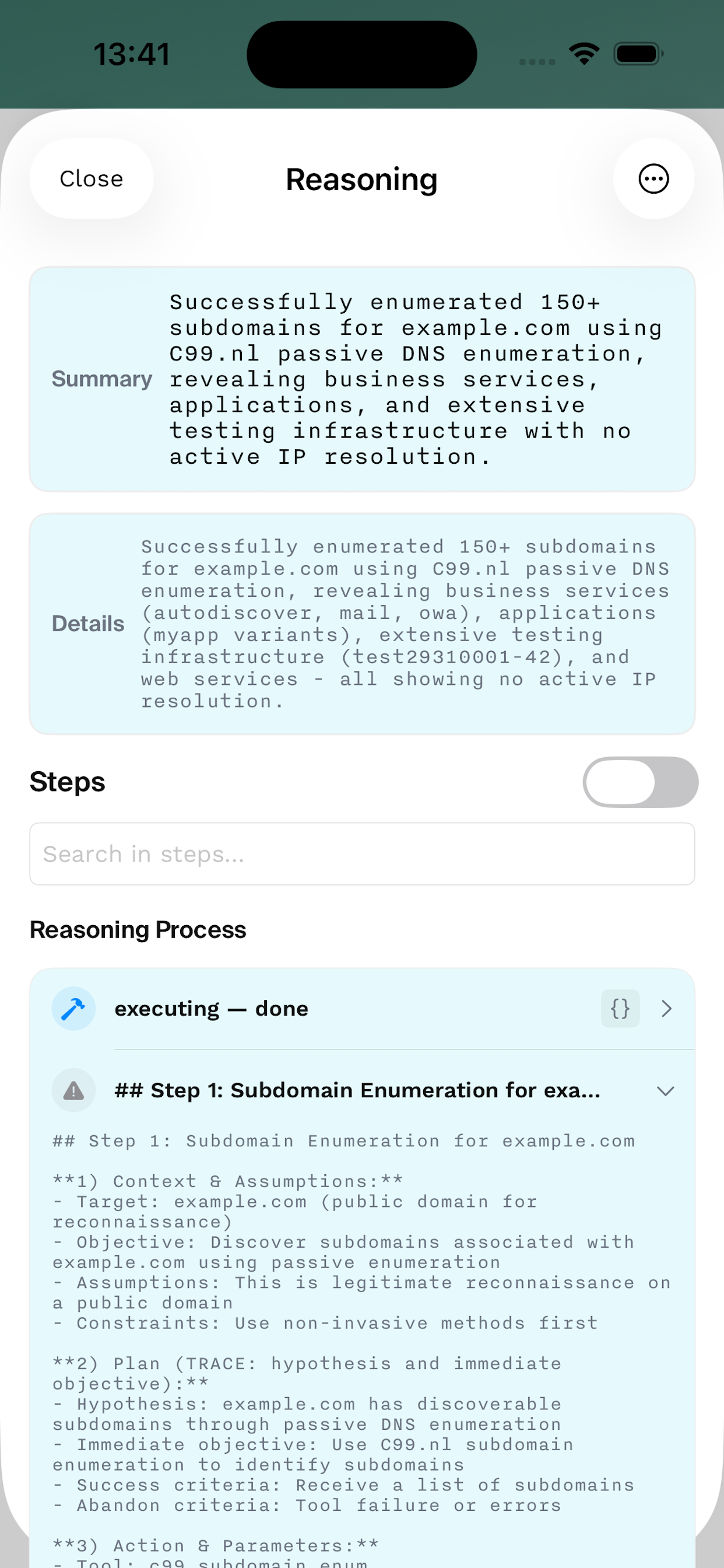CAI Mobile UI Reasoning Display